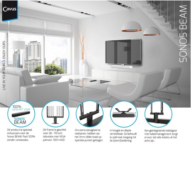 Cavus Premium Rahmen für Sonos BEAM / Weiß
