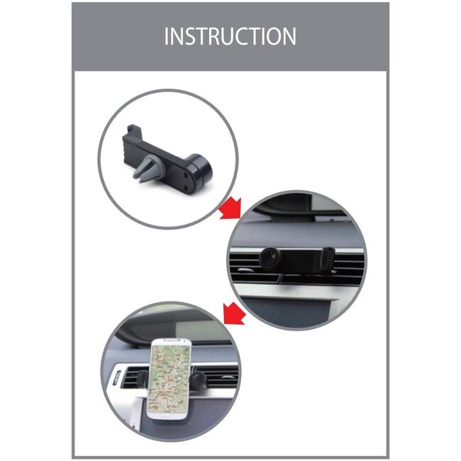 Gembird Auto-Luftgitterhalterung mit Klemme für Smartphones, Schwarz