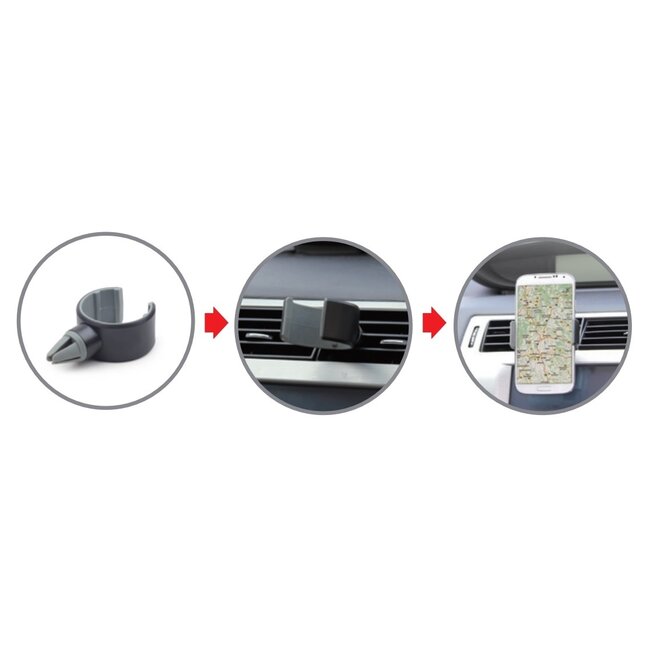 Gembird Auto-Luftauslasshalter mit Klemme für Smartphones und Flaschen / Schwarz