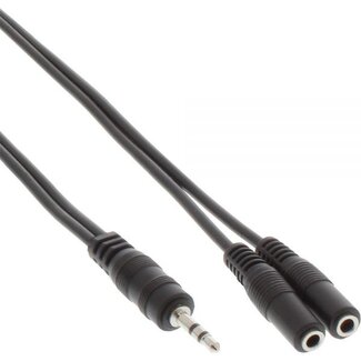 InLine 3,5mm Klinke auf 2x 3,5mm Stereo Audio Splitter - Schwarz - 1 Meter