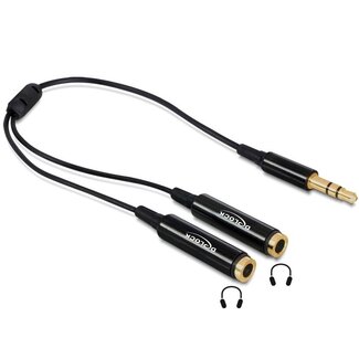 DeLOCK 3,5mm Klinke auf 2x 3,5mm Stereo Audio Splitter - schlank / schwarz - 0,25 m