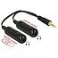 3,5mm Klinke auf 2x 3,5mm Stereo Audio Splitter mit Lautstärkeregler / Schwarz - 0,20 m