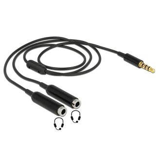 DeLOCK 3,5mm Klinkenstecker 4-pol Audio-Splitter – schlank / schwarz – 0,25 m