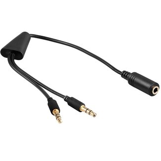 Goobay 2x 3,5mm auf 3,5mm 4-poliger Headset Adapter (CTIA/AHJ) vergoldet - schwarz - 0,40 m