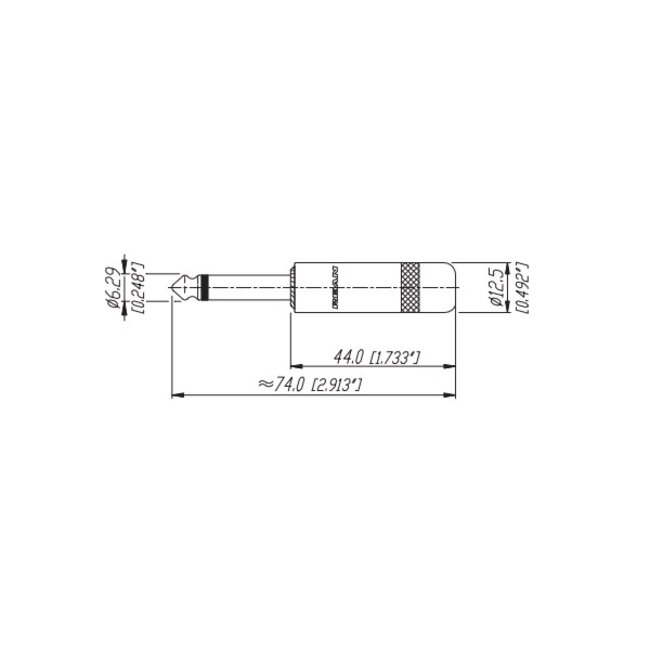 REAN NYS224G 6,35mm Klinkenstecker (m) - vergoldet - 2-polig / Mono