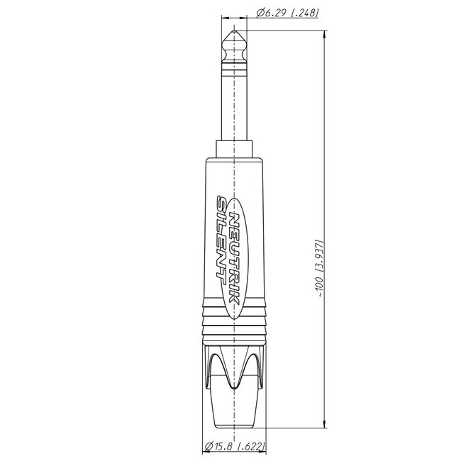 Neutrik NP2X-AU-SILENT 6,35mm Klinkenstecker (m) Gitarre - Metall - 2-polig / Mono