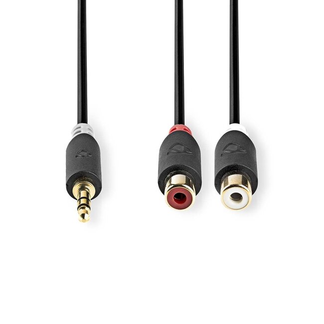 Nedis 3,5mm Klinke (m) - Cinch (w) Stereo Audio Adapterkabel / Schwarz - 0,20 m