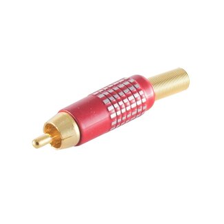 S-Impuls Premium Cinch (m) Audio/Video Stecker - bis 8mm - vergoldet - Aluminium / Rot