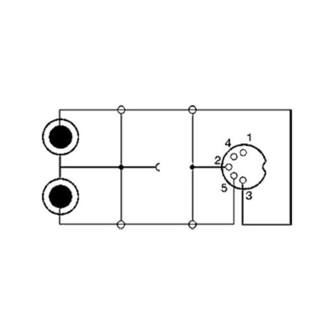 DIN 5-polig (m) - Cinch Stereo 2RCA (m) Audio Adapter mit Erdungskabel, Schwarz - 0,20 m