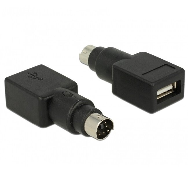 Mini DIN 6-pol PS/2 (m) auf USB-A (w) Adapter – Schwarz