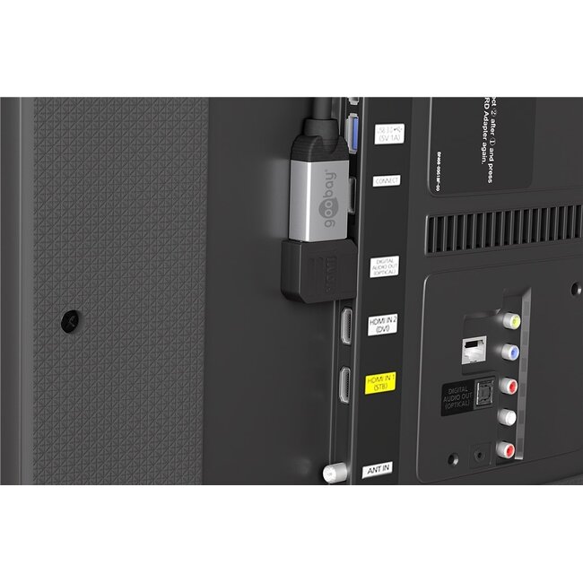 Kompakter HDMI-Winkeladapter links - HDMI 2.0 (4K 60Hz + HDR)