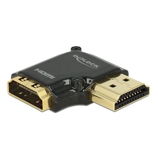 DeLOCK Kompakter Premium HDMI Adapter - 90° Winkel Links - Version 2.0 (4K 60Hz + HDR)