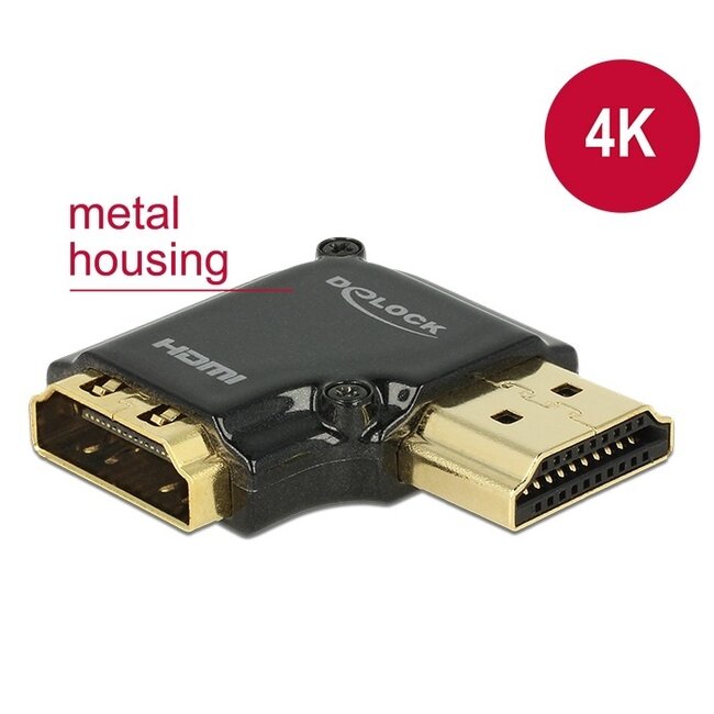 Kompakter Premium HDMI Adapter - 90° Winkel Links - Version 2.0 (4K 60Hz + HDR)