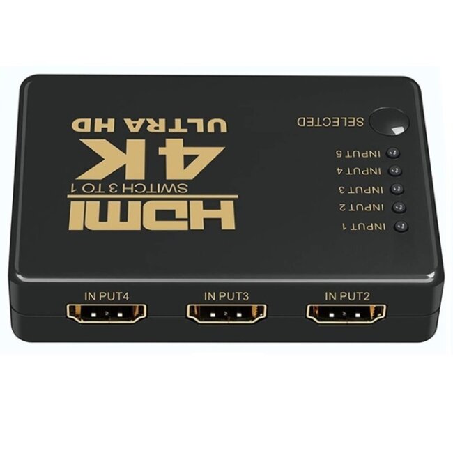 HDMI Umschalter 5 zu 1 mit Fernbedienung & IR Extender - Version 1.4 (4K 30Hz)