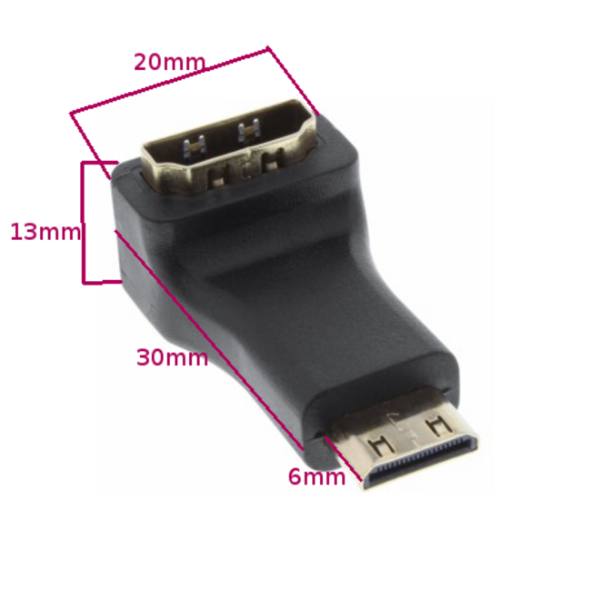 Mini HDMI-zu-HDMI Adapter 90° Abgewinkelt Version 1.4 (4K 30Hz)