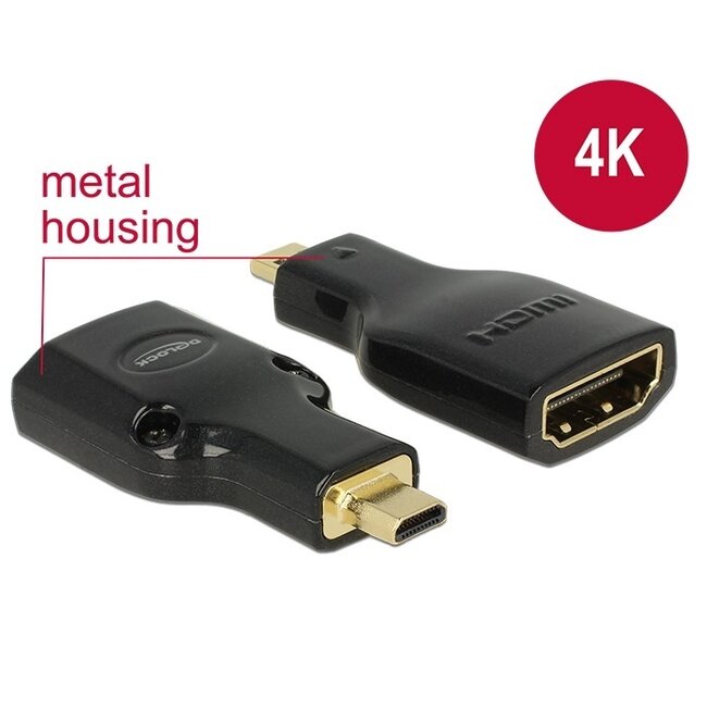 Micro HDMI-zu-HDMI Adapter Version 2.0 (4K 60Hz) Schwarz