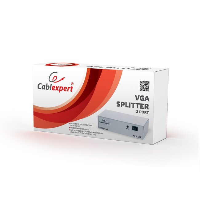 Cablexpert VGA-Verteiler 1 auf 2 aktiv mit Verstärker / Grau