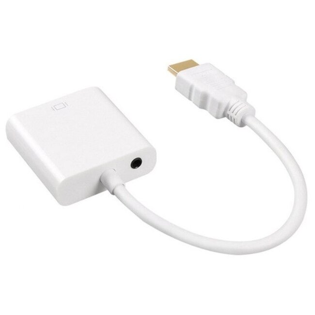 HDMI-auf-VGA Adapter mit 3,5mm Klinke, weiß - 0,15 m