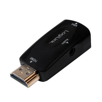 Dolphix HDMI-auf-VGA-Adapter mit 3,5mm Klinke und HDCP – kompakt, schwarz