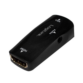 Dolphix HDMI-auf-VGA-Adapter mit 3,5mm Klinke und HDCP – kompakt, schwarz