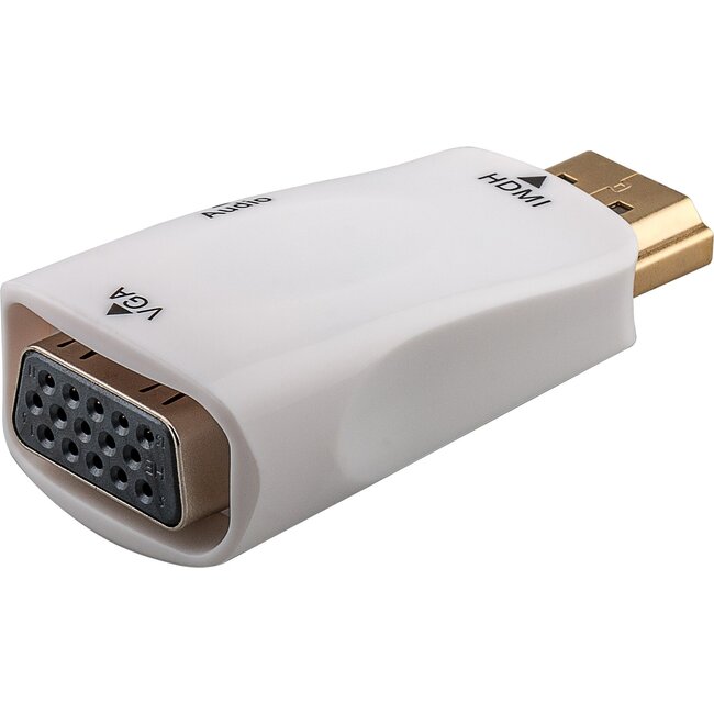 HDMI-auf-VGA Adapter mit 3,5mm Klinke & HDCP – kompakt, weiß