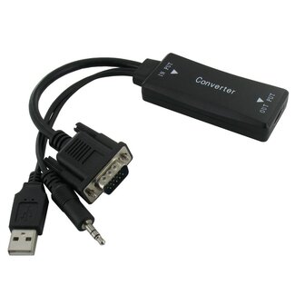 Goobay VGA + 3,5mm Klinke auf HDMI Adapter mit HDCP / Schwarz - 0,15 m