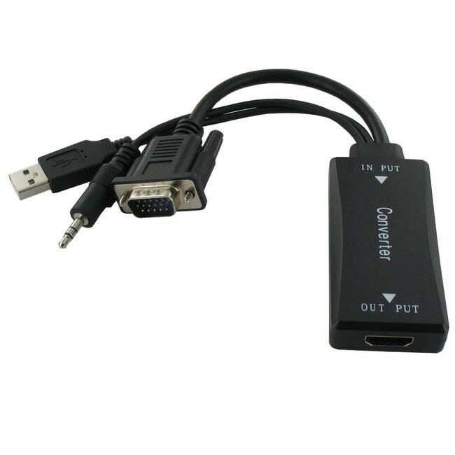 VGA + 3,5mm Klinke auf HDMI Adapter mit HDCP / Schwarz - 0,15 m