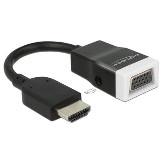 DeLOCK Premium HDMI-auf-VGA Adapter mit 3,5mm Klinke – kompakt, schwarz – 0,15 m