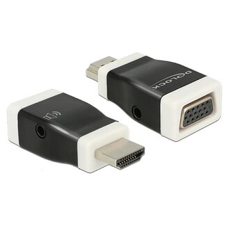DeLOCK Premium HDMI-zu-VGA Adapter mit 3,5mm Klinke – kompakt, schwarz