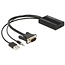 Premium VGA + 3,5mm Klinke zu HDMI Adapter mit HDCP / Schwarz - 0,25 m