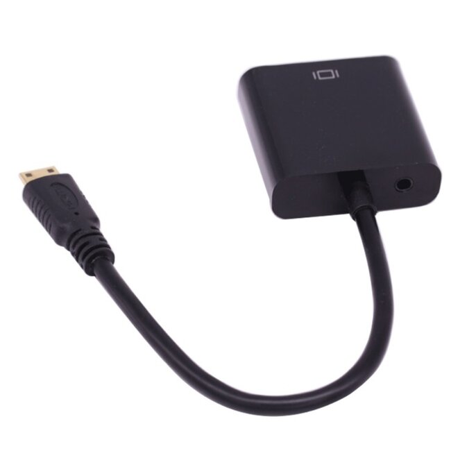 Mini HDMI zu VGA + 3,5mm Klinkenadapter Schwarz - 0,15 m