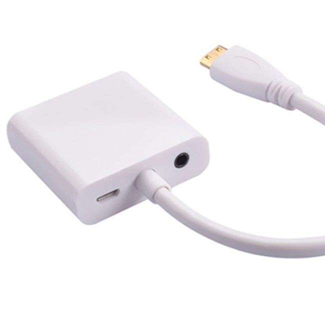 Mini HDMI zu VGA + 3,5mm Klinke & Micro USB Adapter Weiß - 0,15 m