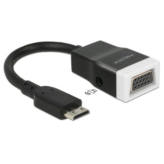 DeLOCK Premium Mini HDMI auf VGA + 3,5mm Klinkenadapter - kompakt / schwarz - 0,15 m