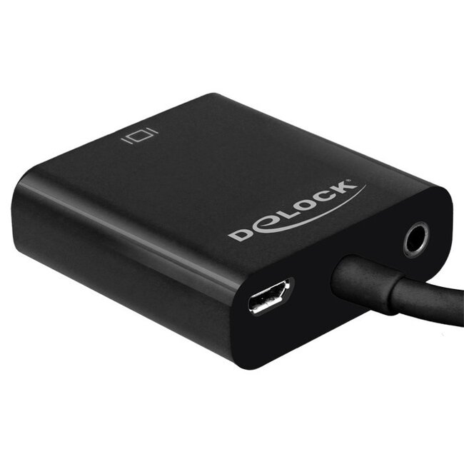 DeLOCK Micro HDMI auf VGA + 3,5mm Adapter - Schwarz - 0,15 m