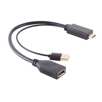Value Aktiver HDMI (m) zu DisplayPort (w) Adapter - HDMI 1.4 / DP 1.2 (4K 30Hz) - USB-A Stromversorgung - 0,30 m - Schwarz