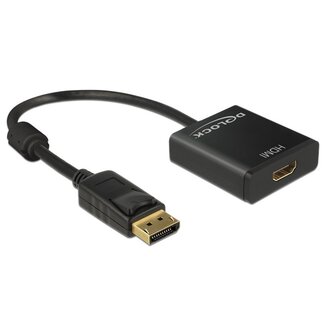 DeLOCK DeLOCK Premium DisplayPort-zu-HDMI aktiver Adapter - DP 1.2 / HDMI 1.4 (4K 30Hz) / Schwarz - 0,20 m