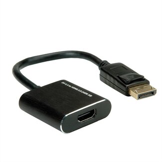 Roline Premium DisplayPort 1.4 zu HDMI 2.0 aktiver Adapter (4K 60 Hz + HDR) / Schwarz - 0,15 m
