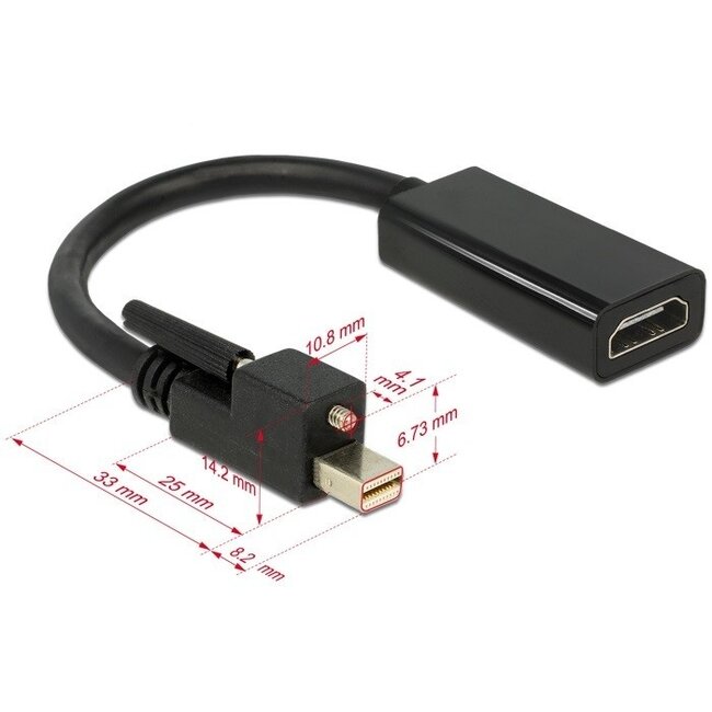 Premium Mini DisplayPort 1.2 zu HDMI 1.4 aktiver Adapter (4K 30 Hz) / Schwarz - 0,20 m