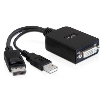 DeLOCK DeLOCK Premium DisplayPort zu DVI aktiver Adapter - USB Stromversorgung - DP 1.1 (1920 x 1200) - Schwarz - 0,20 m