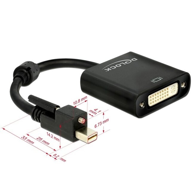 Premium Mini DisplayPort 1.2 zu DVI aktiver Adapter (1920 x 1200) / Schwarz - 0,20 m