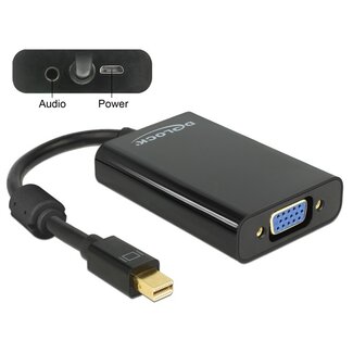 DeLOCK Premium Mini DisplayPort 1.1a auf VGA Adapter mit Audio, Schwarz - 0,15 m