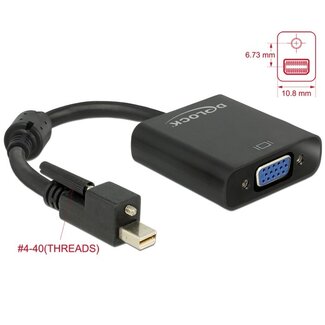 DeLOCK Premium Mini DisplayPort 1.2 (mit Schraube) auf VGA Adapter / Schwarz - 0,20 Meter