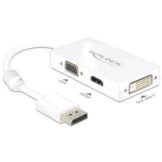 DeLOCK Premium DisplayPort 1.1a auf HDMI, DVI & VGA Adapter Weiß - 0,15 m