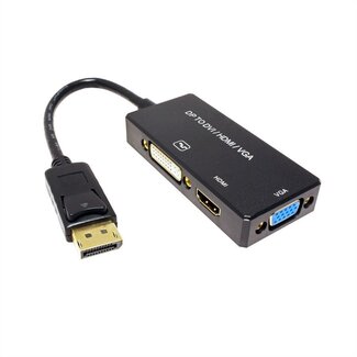 Value DisplayPort 1.2 auf HDMI, DVI & VGA Adapter, Schwarz - 0,15 m