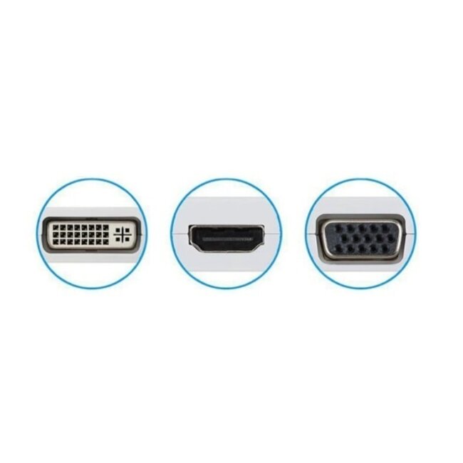 Mini DisplayPort 1.1 auf HDMI, DVI & VGA Adapter, Schwarz - 0,20 m