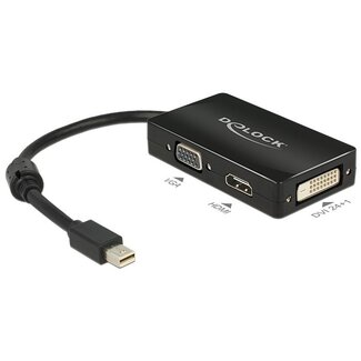 DeLOCK Premium Mini DisplayPort 1.1a auf HDMI, DVI & VGA Adapter, Schwarz - 0,15 m