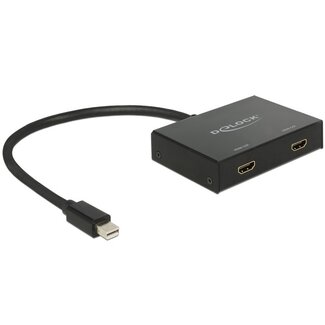 DeLOCK DeLOCK Premium Mini DisplayPort zu 2x HDMI Splitter - DP 1.2 / HDMI 1.4 (4K 30Hz) / Schwarz - 0,30 m