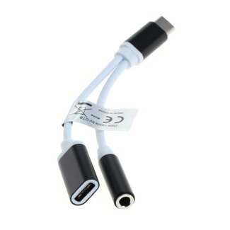OTB USB-C auf 3,5mm Klinke Audioadapter mit USB-C Ladeanschluss – passiv, weiß – 0,15 m