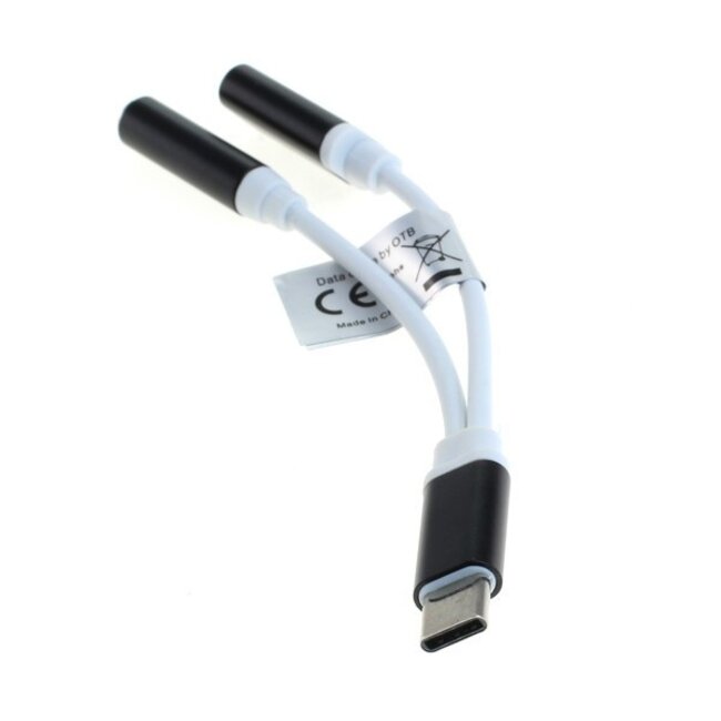 USB-C auf 3,5mm Klinke Audioadapter mit USB-C Ladeanschluss – passiv, weiß – 0,15 m