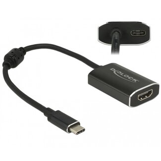 DeLOCK Premium USB-C auf HDMI & USB-C PD Adapter mit DP Alt Mode (4K 60 Hz) / Schwarz - 0,20 m